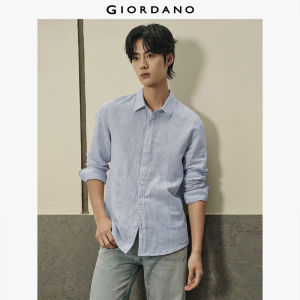 Giordano Mens เสื้อผู้ชาย Korea Collection Linen Shirt 01045490001 เสื้อเชิ้ตผู้ชาย เสื้อเชิ้ตจิออดาโน