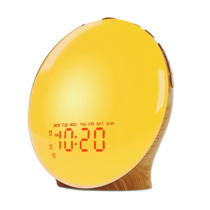 Wake Up Light Alarm Clock for Kids Grains Full Screen with Sunrises Simulation 2 Alarms Radio Colorful Nihgt Light