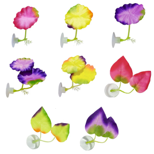 Artificial Leaves Decorative with Suction Cup Colorful Leaf Decors for Fish Tanks Ornaments for Terrarium