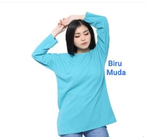 ( BISA COD ) Kaos polos panjang biru muda wanita - kaos biru langit panjang - kaos polos panjang wanita - BAHAN SEMI KATUN COMBED 30S / KAOS OVERSIZE LENGAN PANJANG / KAOS OVERSIZE POLOS/ KAOS OVERSIZE CEWEK / KAOS OVERSIZE KOREA