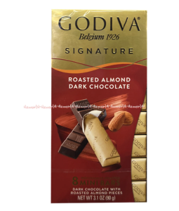 Godiva Signature 90gr Salted Caramel Milk Chocolate Mini Bar Coklat Roasted Almond Sea Salt
