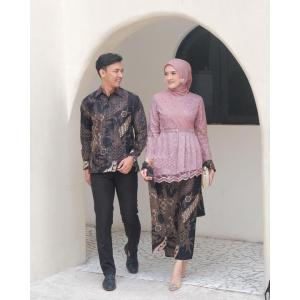 Batik Couple Kebaya Modern Kebaya Wisuda Lamaran Baju Tunangan Batik Brukat Terbaru Baju Couple Kondangan Terbaru 2022 Zafina Series Inggita Mauve