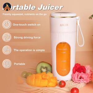 340ml Portable Juicer Blender Cup Rechargeable Mini Electric Juicer 1200mAh Juice Extractor 14 Blades for Home Office Travel [Jocestyle Store]