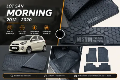 Thảm lót sàn cao su xe Kia morning 2012 2013 2014 2015 2016 2017 2018 2019 2020 2021 2022 hàng đúc cao cấp