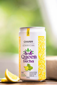 Lon 250ml Kombucha Vị Chanh Nguyên Bản từ nhà Queenbucha