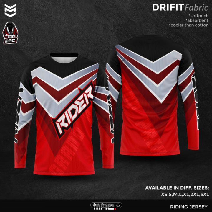 MAC Rider Q056 Red Full Sublimation Long Sleeve Full Print Jersey