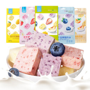 法思觅语冻干果粒酸奶块草莓蓝莓黄桃泡奶酸奶块零食 Freeze-Dried Fruit Yogurt Block Strawberry Blueberry Yellow Peach Foam Milk Yogurt Block Snacks