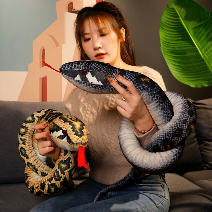 Python Plush Toy Soft PP Cotton Filling Simulated Snake Skin Funny ...