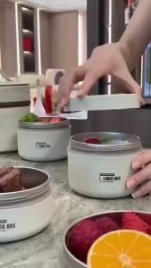 Bekas Bento Makanan Bertebat Bulat Penyimpanan Makanan 304 Keluli Tahan Karat Lunch