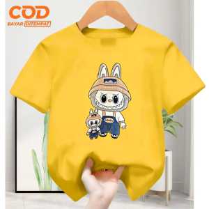 Baju kaos atasan anak Terbaru Labubu Cute Monster usia 1-12 tahun Sablon Digital lengan pendek