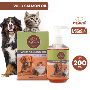 PetMarra Wild Salmon Oil for Cats Dogs Omega Fatty Acid Rich Supplement 200ml Cat Dog Puppy Kitten all breeds