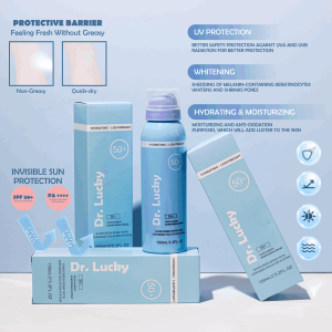 Dr. Lucky Outdoor Sunscreen Spray SPF 50+ PA++++ 150ml UV Mist Tone Up Sun Shield Sunscreen Whitening Glowing BPOM Barrier Anti Aging Brightening Whitening Mencerahkan Wajah Melindungi Kulit dari Sinar UVA UVB with UVA UVB Filter Ceramide Dr Doctor