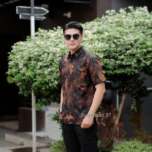 Baju kemeja batik pria dewasa motif terbaru modern lengan pendek bahan katun seragam kantor dll