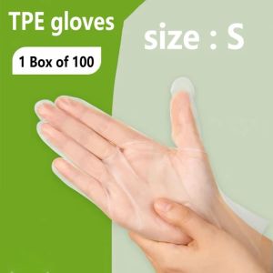 【COD】 Boxed Disposable Gloves TPE Food Grade Transparent Thickened Gloves Hand Glove Sarung Tangan Pakai Buang