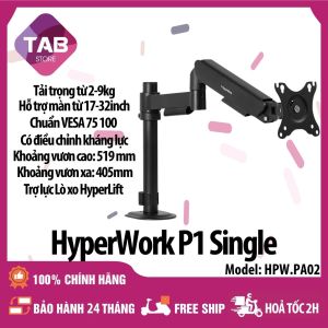 Giá Đỡ Màn Hình HyperWork P1 Single Trọng tải 2-9kg Nâng màn 17-32 inch - Bảo Hành 24 Tháng