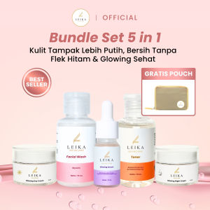 Leika Skincare Paket 5in1 Resmi BPOM dan Halal MUI Paket Lengkap Penghilang Flek Hitam dan Bintik Hitam Yang Membandel di Wajah Tanpa Efek Samping Salep Penghilang Flek Ampuh Aman Untuk Ibu Hamil Menyusui Kulit Sensitif Bekas Jerawat Bopeng dan Glowing
