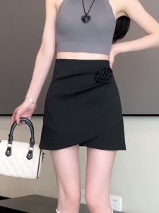 AMMIN กระโปรงสูทคาเมลอตสามมิติสไตล์เกาหลี2024ฤดูร้อนกระโปรงกระเป๋าแนบเนื้อสะโพกทรงสกินนี่เอวสูงกระโปรงทรงเอแหวกแนว