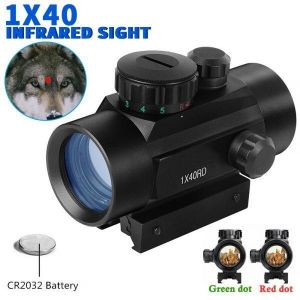 100% Original 1x40 5 MOA Green Red Dot Sight Reflex Scope Lens Magnifier Red Dot Optical Point Illuminated Scope for 11mm/20 mm Mount with Battery