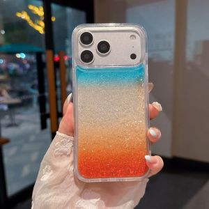 Glitter Quicksand Case Liquid Cover for iPhone 17 16 Pro Max Gradient Color Flow Sparkles Sand Shell Hard Clear Funda Girl Coque