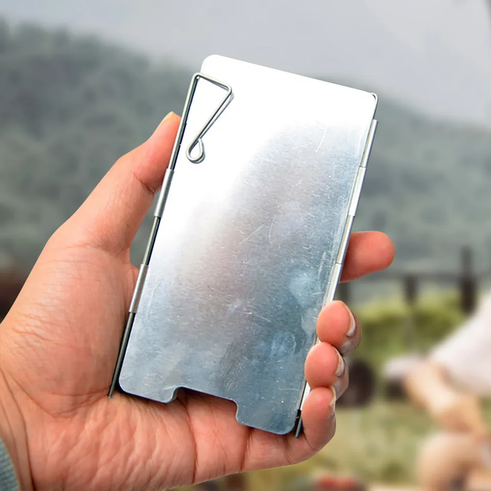 thumbnail image 2 of Foldable Aluminum Wind Screen For Camping Stove – 9 Plates, Silver, Outdoor Cooking 2 of 4