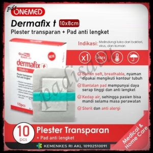 Dermafix 10x8 cm Plester Transparan Anti Air Penutup Luka dengan Pad/Bantalan per 3 pcs