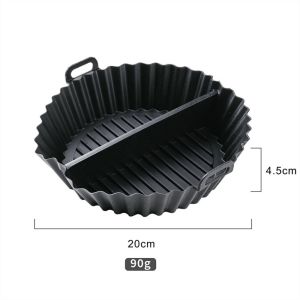 DISSENSION COLLOQUY59UY5 Silicone Air Fryer Basket Mat Round Divided Silicone Baking Tray Mold Reusable Non Stick Air Fryer Liner Accessories Pizza