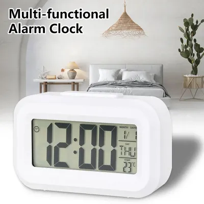 【Hot】LED Digital Alarm Clock Backlight Snooze Mute Calendar Desktop Electronic Backlight Table Clocks Desktop Clock Smart Temperature Alarm Clock Jam Penggera Tunda Digital LED 数字闹钟 桌面時鐘