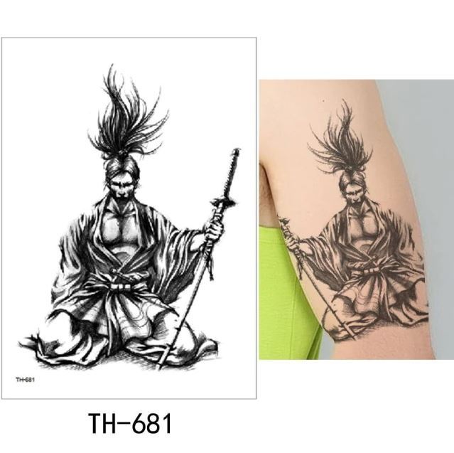 Samurai with sword in blood, in armor, for a forearm Should contains sakura  leaves in Anime