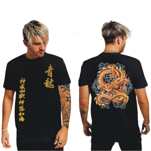 Baju kaos distro pria keren dewasa lengan pendek - MOTIF NAGA MAS - By Visell collection389...