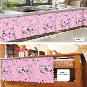 LWEL Kitchen Lababo Curtain 1pcs x 150cm x 70cm Short Curtain Cover Cabinet Curtain Sink Curtain kurtina flower style