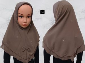 MBS Tudung Sarung Instant Budak Sarung Instant Chiffon Ribbon Bow & Manik Tabur 18 Colors