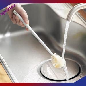 Sporter แปรงทำความสะอาดถ้วยด้ามจับยาวขวดซิลิโคนทำความสะอาดขวดนมแก้วไวน์แก้วที่ใช้ในครัวเรือนแก้วชาแก้วกาแฟแปรงกาน้ำชา