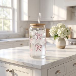 K0Y9VB4G Large Capacity Bow Cup Plastic With Lids Drinking Cup Cute Transparent Milk Tea Cup Iced Coffee