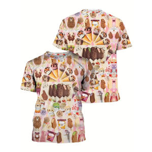 [Local Stock] HBESTY Ice Cream Graphic T Shirt for Men Clothing Fashion 3D Print Ice-cream T-shirt Pop Summer Short Sleeve Funny Kids Tops Tee Shirts