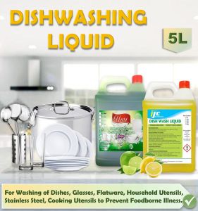 Premium Dishwashing Liquid / Heavy Duty / High Concentrated / 5L / Lime