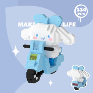 Sanrio Building Block Micro Particle Toy Cinnamonrol Kuromi Cycling Motorcycle Melody Gift for Kid Girls Creative Decoration