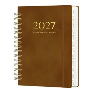 HUNIU Những trang dày Sổ kế hoạch tuần 2027 Nhẹ Tab Chia Từng Phần Sổ ghi chép lịch trình 365 ngày Gáy lò xo Sổ kế hoạch dạng xoắn ốc Công việc