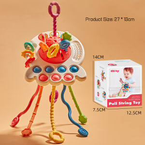 [SG] 3 In 1 Baby Montessori Pull String Sensory Toy Silicone Baby Teether Toddler Finger Grasp Training Toy  | 0-3 Years Old