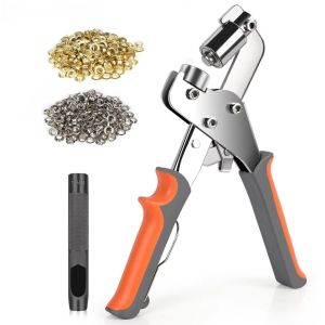 DUDAN Manual Press Hand Press Grommet Puncher with Grommets 10mm Eyelet Handheld Grommet Tool Kit Portable Non-slip Grommet Eyelet Plier Kit Eyelet Installation Tool