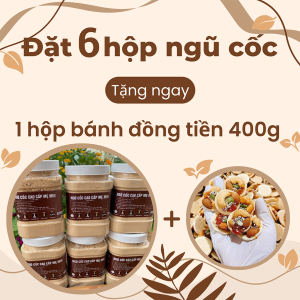 Combo 6 hộp Ngũ cốc dinh dưỡng cao cấp mẹ min 18 vị ( Không Có đậu nành) Hộp 500G tặng 400G bánh đồng tiền mix hạt