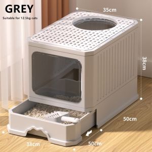 Big Large Cat Litter Box With Cover Scoop Fully Enclosed Cat Toilet Splash Proof Cat Potty Poop Tray