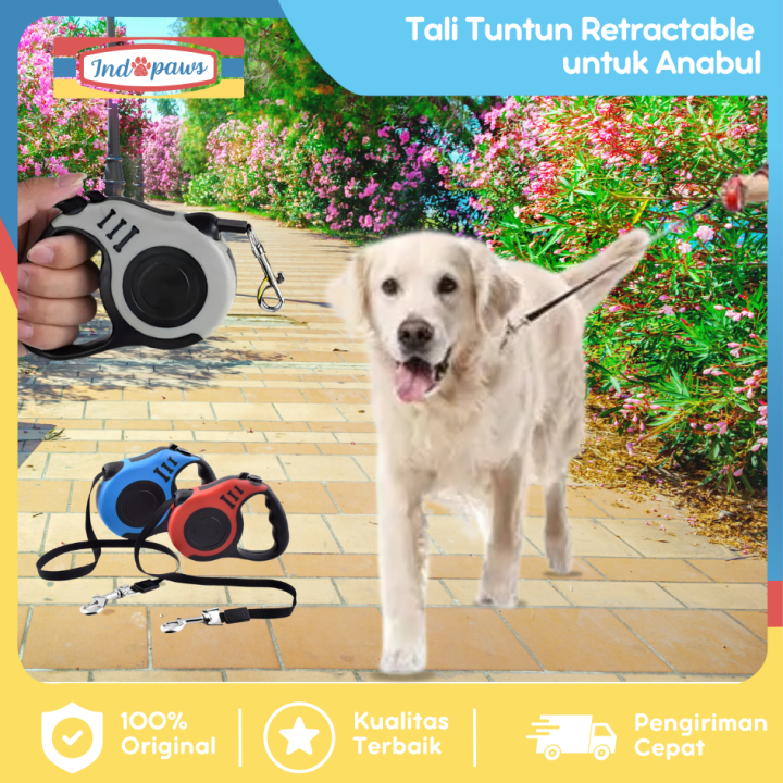 Indopaws Pawsitive Vibes Tali Tuntun Hewan Retractable Dog Leash