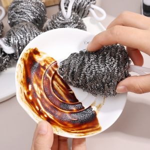 Lanyard Steel Wool Brush Pot Steel Ball Stainless Steel Household Decontamination Kitchen Steel Wool Round High Expert Cleaning Stainless Steel Wool Sponges Kitchen Scouring