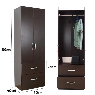Furniture Direct ALVA 120cm 3 Door 2 Drawers Wardrobe With Key Lock-White almari baju besar