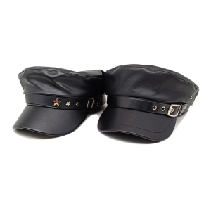 PU Painter Hat Flat Hat British Beret for Dating Photography Cabbie Headwear Painter Hat with Star Grommet Hat