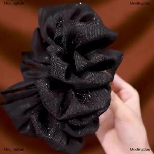[COD] Modingdue Fashion Women Seersucker Clip Black Bowknot Hair Grab Hair Bow Shark Clip Mesh Bubble Grabber Girl Headwear