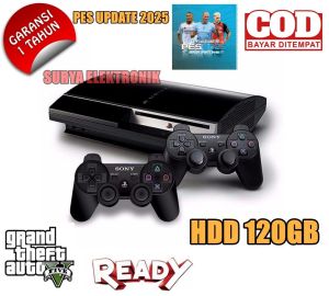 PS3 FAT / TEBAL HARDISK INTERNAL 120GB BONUS 2 STIK WIRELLES ORI PABRIK FULL GAME SIAP MAIN SAJA