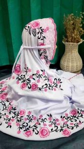 (COD) Mukena Dewasa Terusan Bahan Polino Motif Bordir Bunga Mahadewi Indah