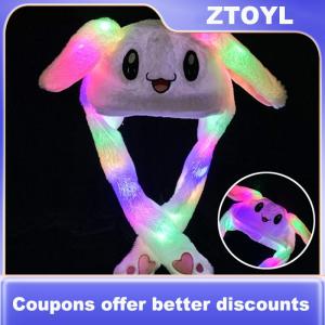 【ZTOYL】 Funny Hat Women Kids Lighting Hat Cute Rabbit Ears Plush Ears Cap