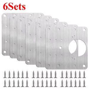 Feelife 2/10 Sets With Screw Stainless Steel Hinge Repair Plate Kits Cabinet Door Mounting Flat Fixing Brackets Furniture Hardware Tools